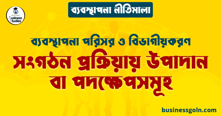 সংগঠন প্রক্রিয়ায় উপাদান বা পদক্ষেপসমূহ | ব্যবস্থাপনা পরিসর ও বিভাগীয়করণ | ব্যবস্থাপনা নীতিমালা